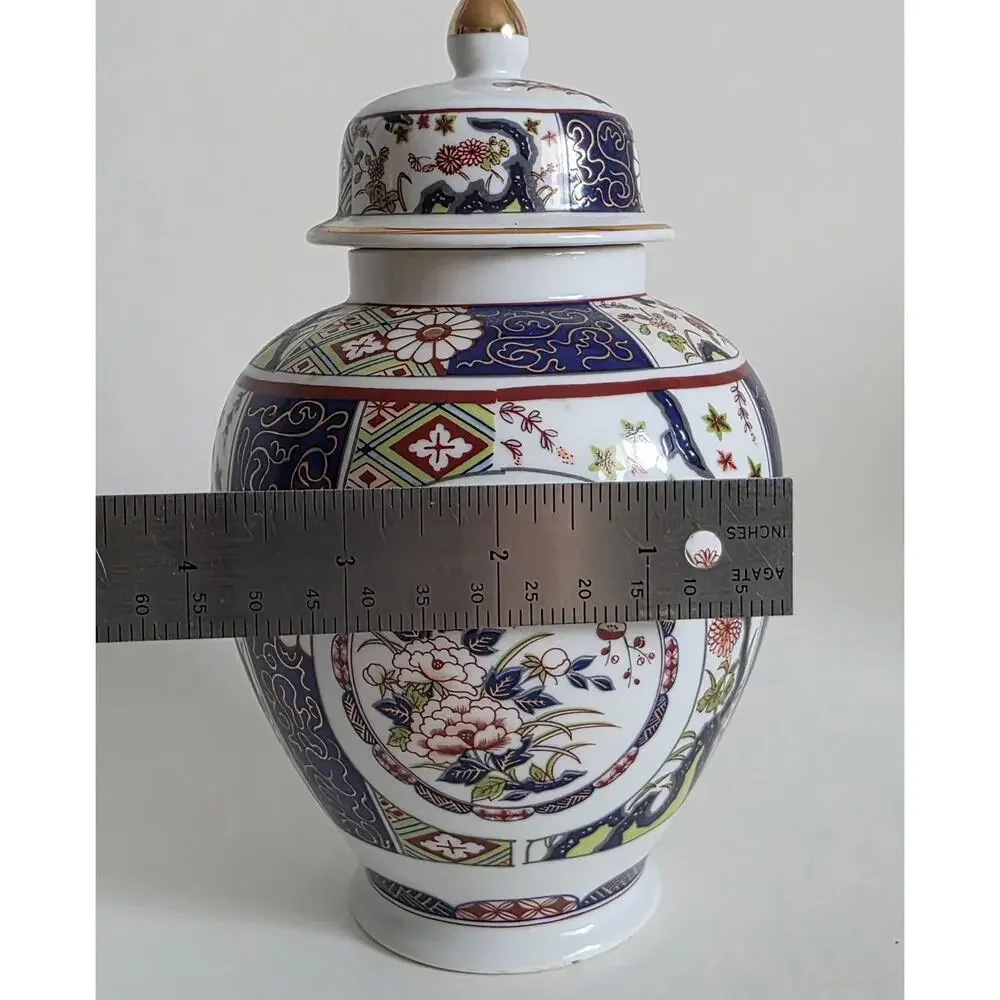 Imari Empress Ginger Jar Urn with Lid Porcelain Floral Vase 8